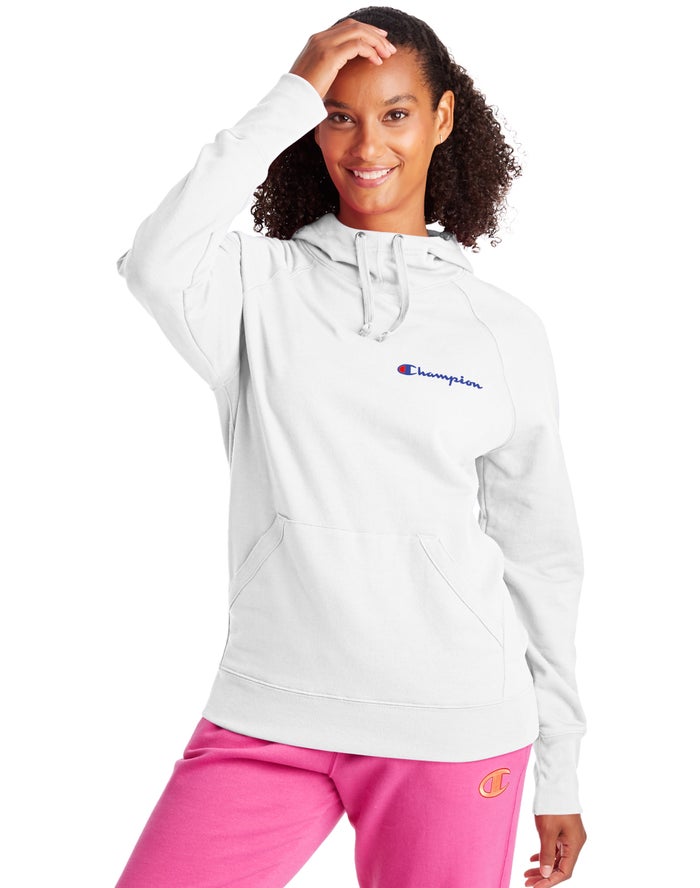 Champion Powerblend Script Logo Hoodie Dames - Wit - Belgie 5460PVHJL